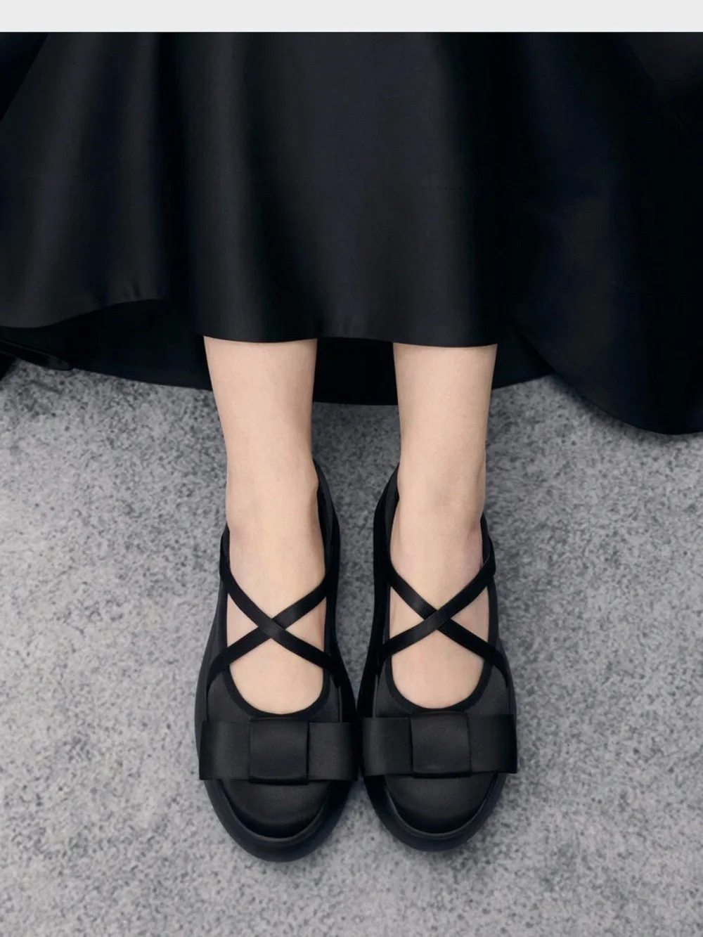 Charles & Keith Black Brantley Bow Platform Mary Janes - 38 (7.5)